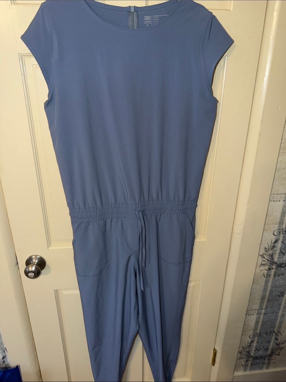 Albion Women’s Slate Blue Cap-Sleeve Drawstring One-Piece